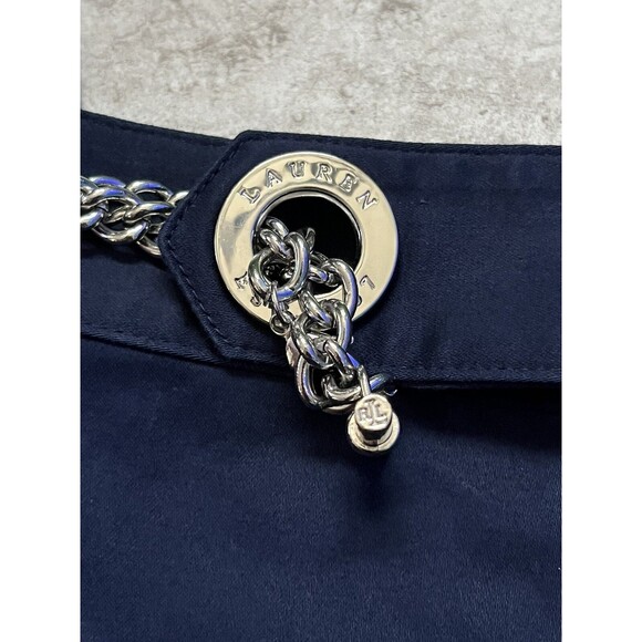 LRL Ralph Lauren Navy Blue Cropped Capri Pants Chain Embellished Size 6P Petite - Picture 9 of 12